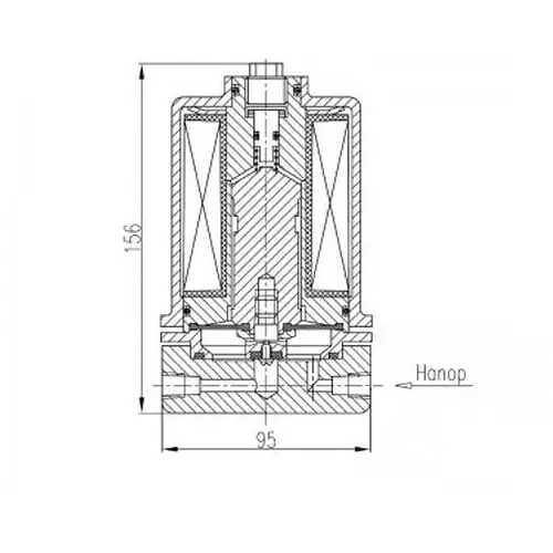 Клапан запорный нормально закрытый с электромагнитным приводом 10 мм 6 МПа 586-30.1833-02